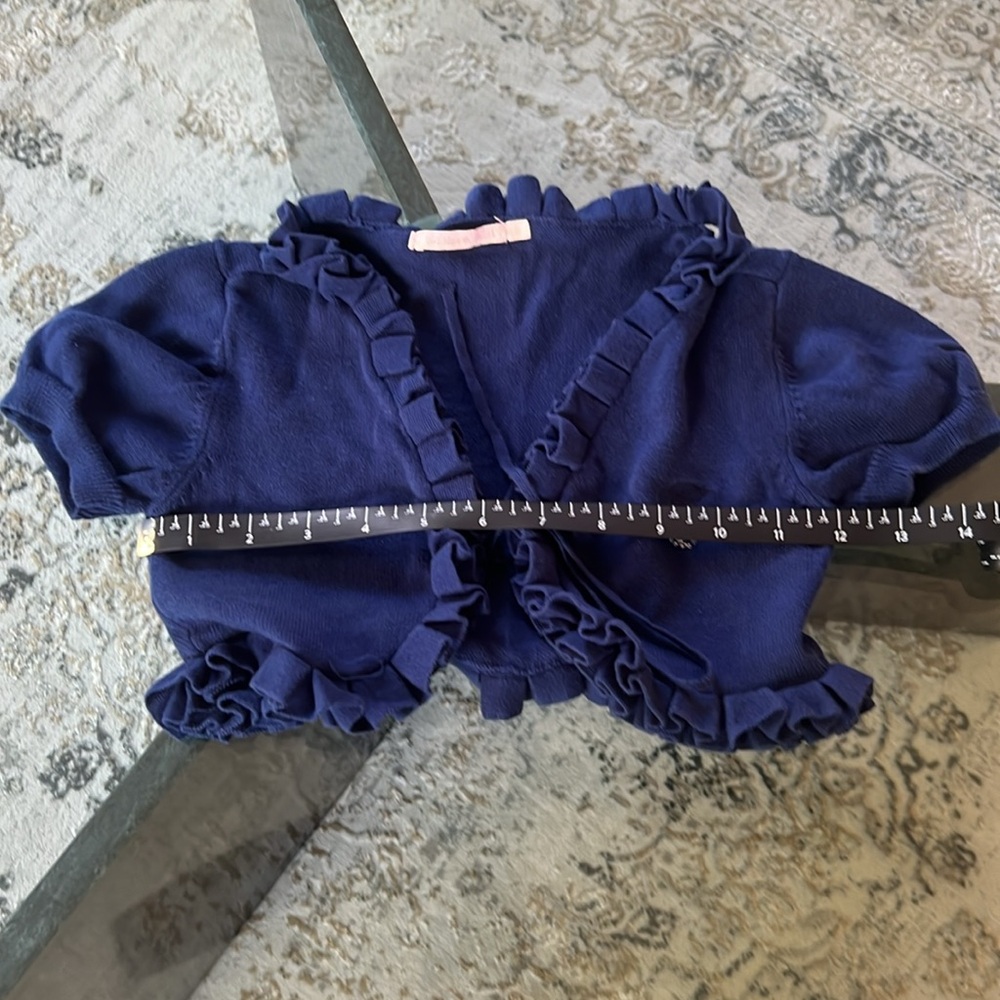 Navy Blue Ruffled Cardigan - Picture 5 of 5